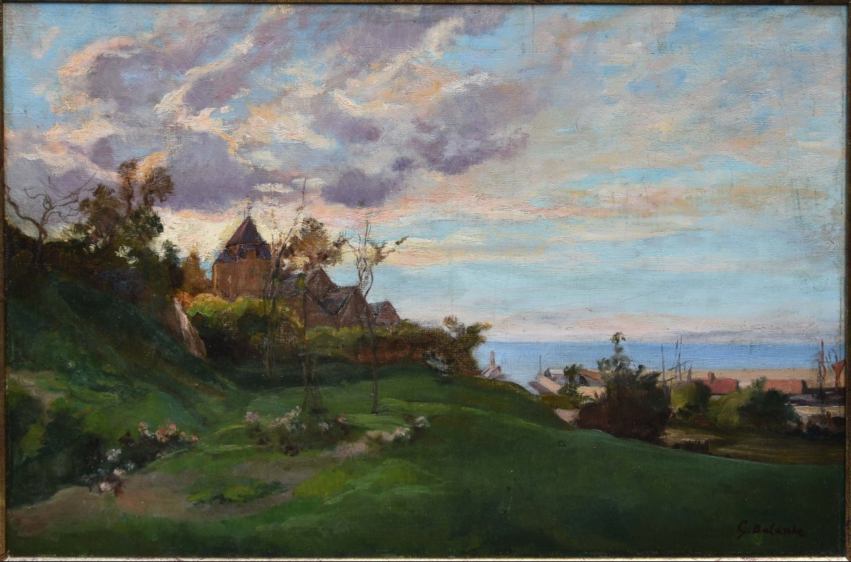 Gaston BALANDE  "Château en bord de mer"  huile sur toile 38x55-photo-4